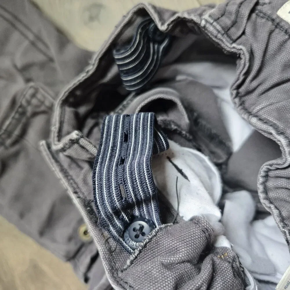 OshKosh BGosh Boys Size 4 Gray Canvas Cargo Pants Adjustable Waist Utility Play